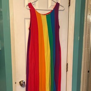 Rainbow Stripe Midi Tank Dress